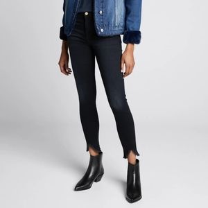 FRAME Denim Le High Skinny Black Jeans Raw Hem 29